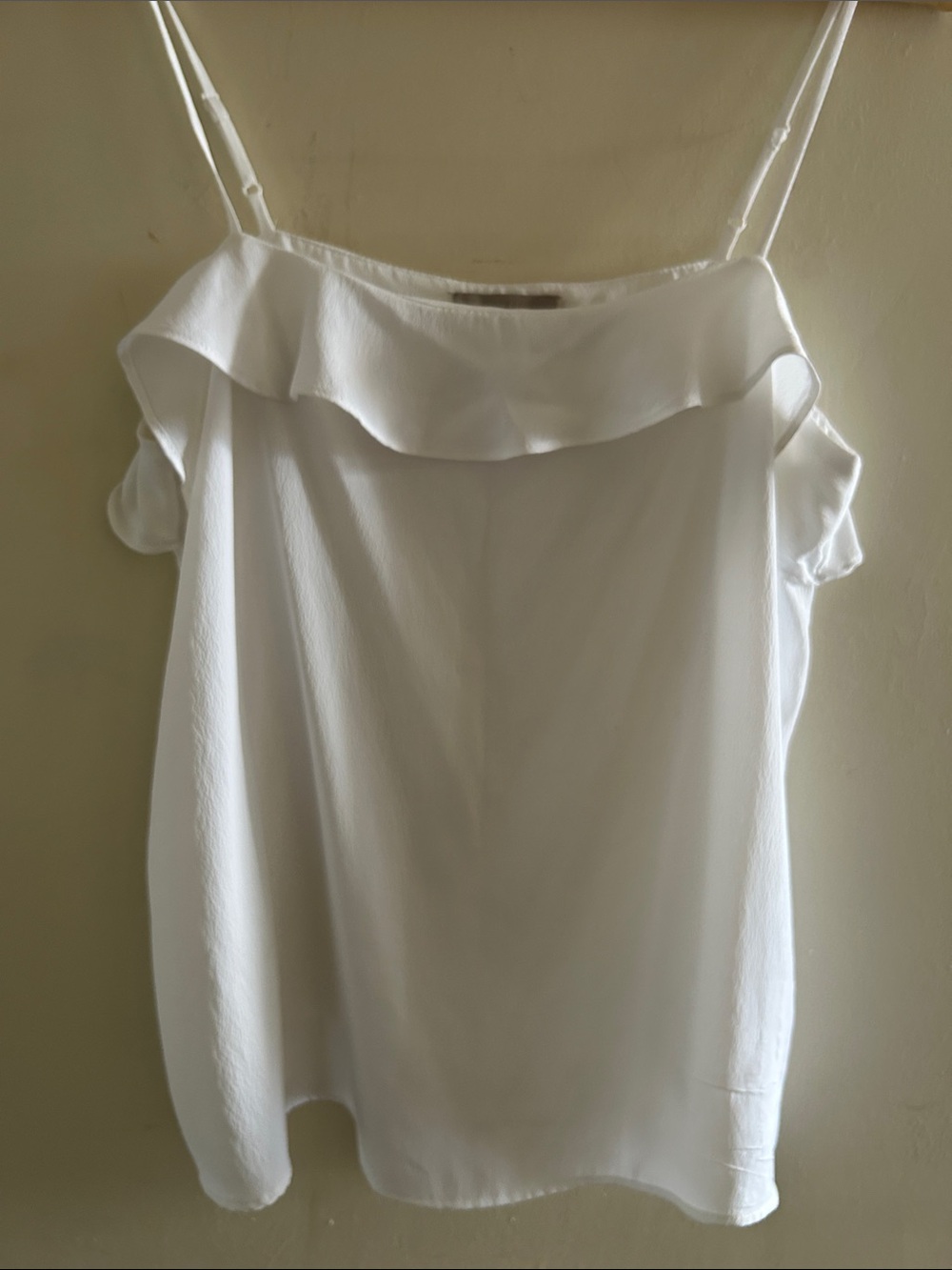 H&M White Ruffle Spaghetti Strap Camisole